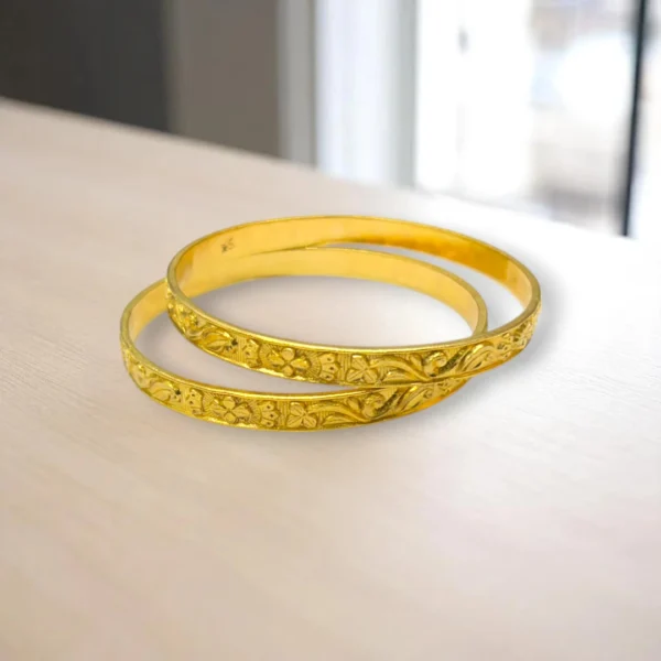 Traditional Motif Gold Cover Bronze Bangles