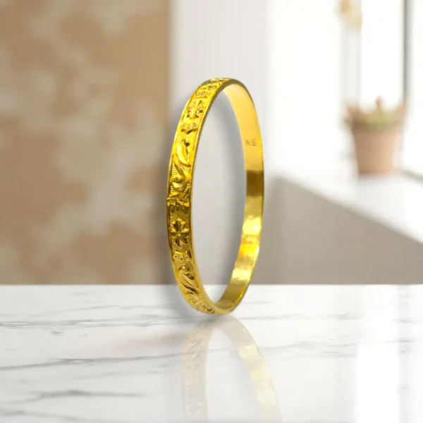 Traditional Motif Gold Cover Bronze Bangles - Image 2