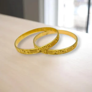 Crisscross Cut Gold Cover Bronze Bangles