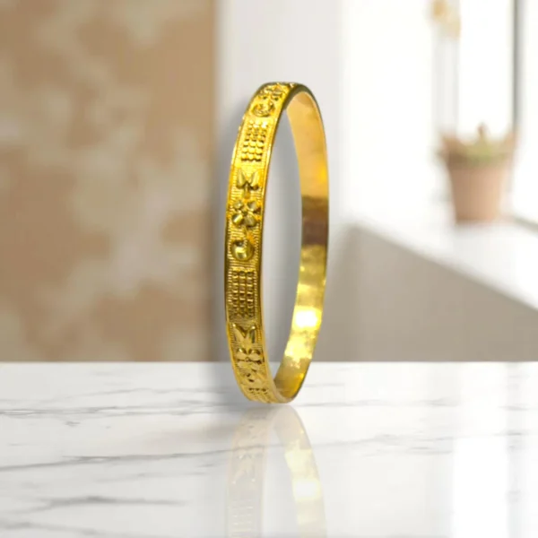 Crisscross Cut Gold Cover Bronze Bangles - Image 2
