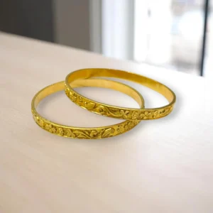 Star Engraved Gold Cover Bronze Bangles
