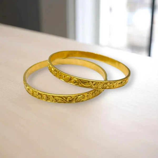 Star Engraved Gold Cover Bronze Bangles