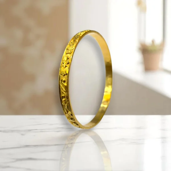 Star Engraved Gold Cover Bronze Bangles - Image 2