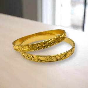 Pearl Lined Gold Cover Bronze Bangles