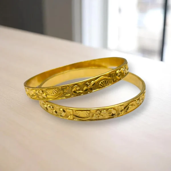 Pearl Lined Gold Cover Bronze Bangles