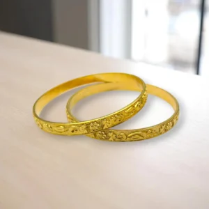Beehive Pattern Gold Cover Bronze Bangles