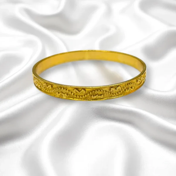 Sunburst Carved Gold Cover Bronze Bangles - Image 3