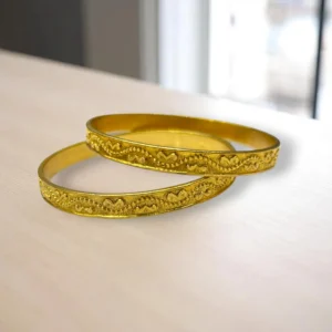 Sunburst Carved Gold Cover Bronze Bangles